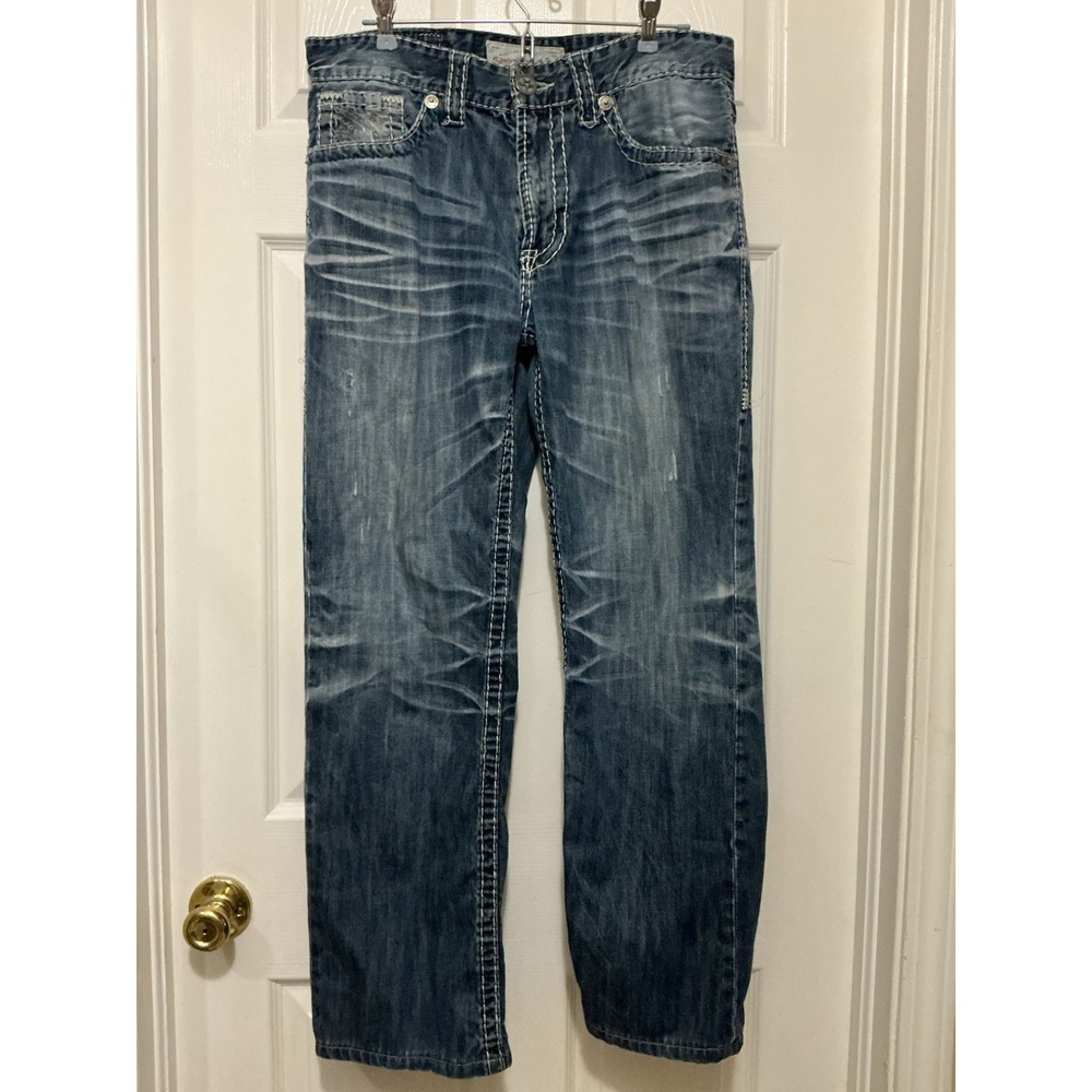 Big Star Women's Jeans 34L 34x29 Pioneer Chunky Stitching Rodeo Cowgirl Distress